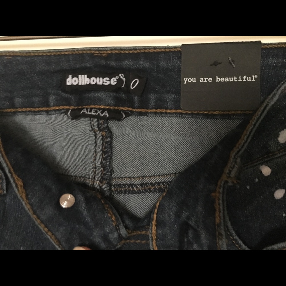Dollhouse Juniors Tina Wash Paint Splatter Jeans - Picture 7 of 8